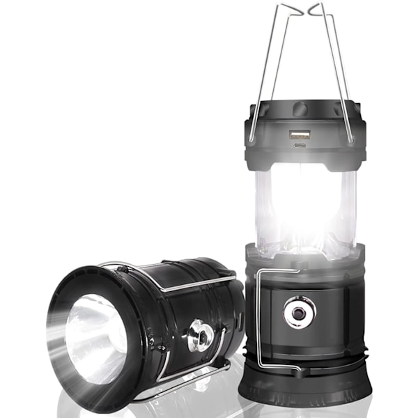 Portabel LED Campinglykta - Ultra Ljus USB Laddningsbar Solcells Batteridriven Lykta Ficklampa, för Camping, Vandring, Skjul Under Strömstörningar