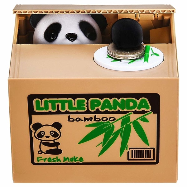 Panda-säästöpossu, lasten/aikuisten säästöpossu, automaattinen rahanvarastajapankki, päivitetty selkeällä englanninkielisellä äänellä (panda)