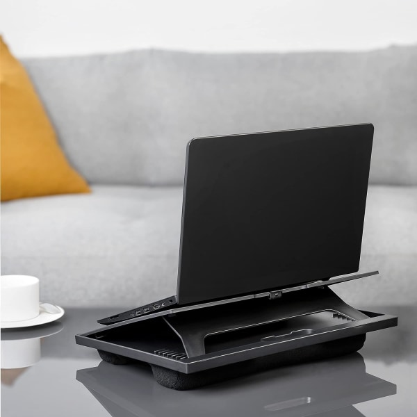 Bærbar computer stand - PC-bakke 37,6 x 28 x 5,8 cm med pude og 8 justerbare højde niveauer - Bord seng sofa skrivebord