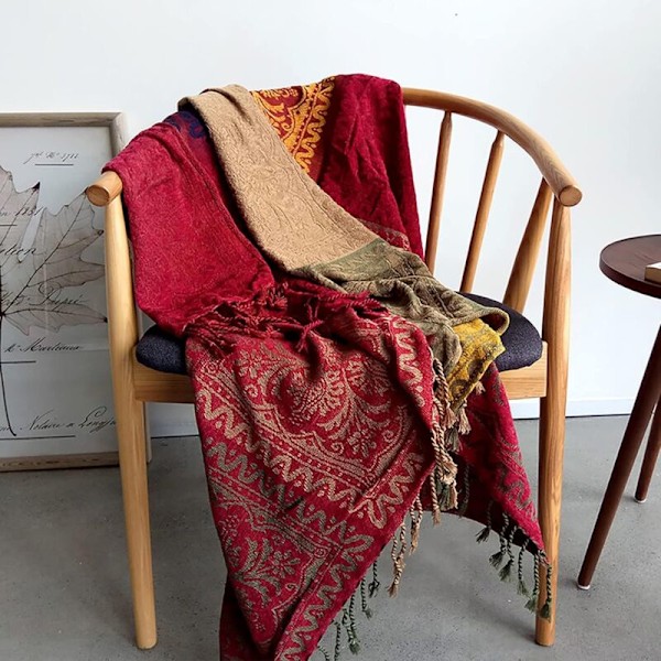 Bohemisk filt med tofsar, handvävd bomull, varm filt för soffa, lätt, varm och riktigt, 150 x 190 cm