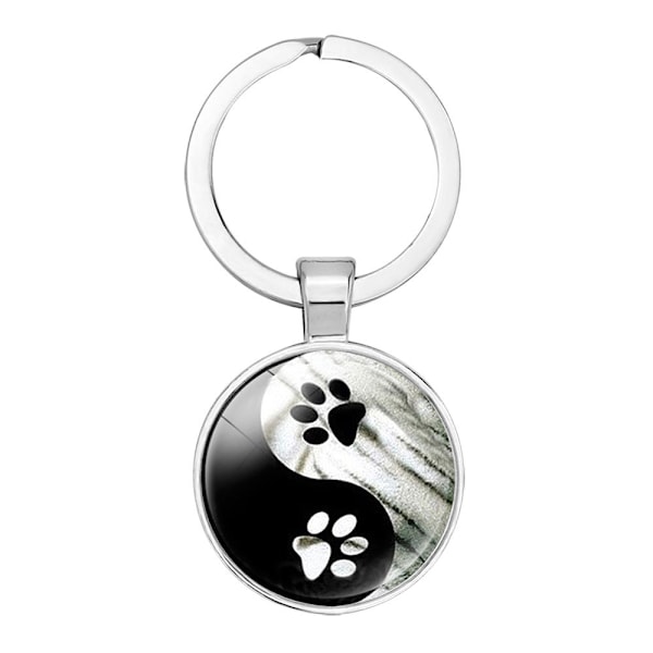 Kreativ Yin Yang Tai Glas Cabochon Vedhæng Nøglering Nøglering Holder Gave