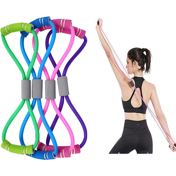 4 delar 8 format dragrep Bröstexpander Pilates Lyft Elastisk Träningsbälte Elasticitet Bälte Stretching rem Yoga Fitness