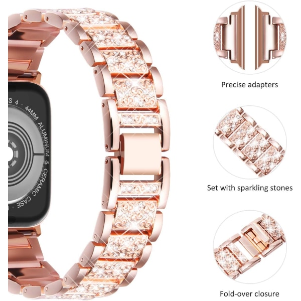 Kompatibel til Apple Watch-remme 41 mm 40 mm 38 mm, Dame Bling Diamond Rhinestone-rem til Apple Watch-rem SE/iwatch-rem Series 8 7 6 5 4 3 2 1,