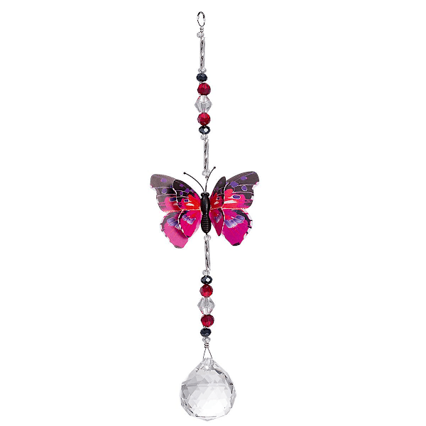 Car pendant crystal prism handmade rainbow ball window car decoration (pink butterfly) crystal pendant