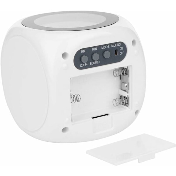 LED tyst projektion digital klocka Watering-Matin 12/24h alarm kontorist Tak Röststyrning display tid temperatur alarm Snooze digital uppvaknande (