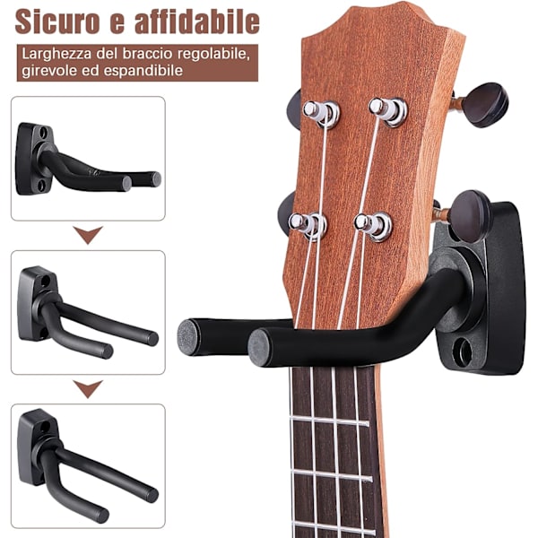 Gitarveggfeste, gitarveggfeste, ukuleleveggfeste, elektrisk gitar, klassisk gitar, bass, gitarveggstativ, svart (1