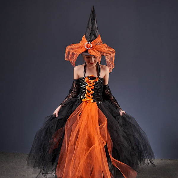 8-10-vuotiaiden Halloween-asu noita-tutuhame lasten noitaesityspuku tyttöjen cosplay-asu