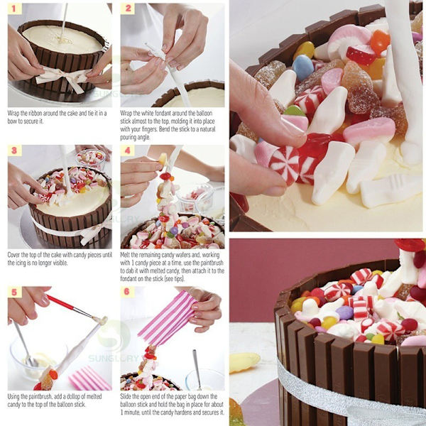 Kakan Gjutning Kit Anti-Gravity Cake Stativ Återanvändbar DIY Cake Dekorera Kit Bakverktyg Lätt Skapa Unika Kakor för Baby Shower Graduation Birthda