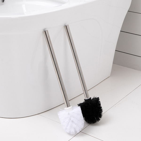Vara WC-harja, musta WC-harja, ruostumattomasta teräksestä valmistetulla kädensijalla