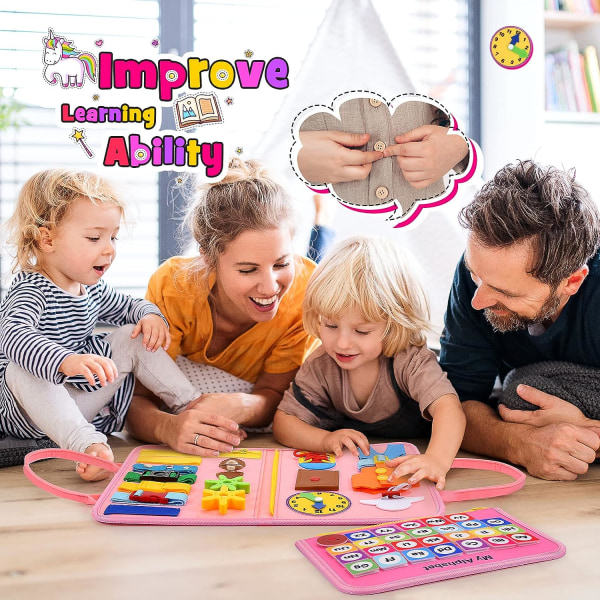 Babyleker 1 år Jenteleker 1-3 år Busy Board 1 2 3 år Gave Barnelek 1-5 år Baby Aktivitetsbord Enhjørning Leker Pedagogiske Leker Baby Motor S
