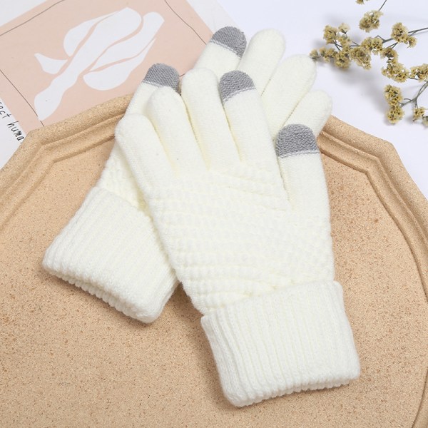 Vinterhansker for kvinner Berøringsskjerm Varme strikkede hansker, Berøringsskjerm Elastisk Mansjett Teksting Varme Hansker