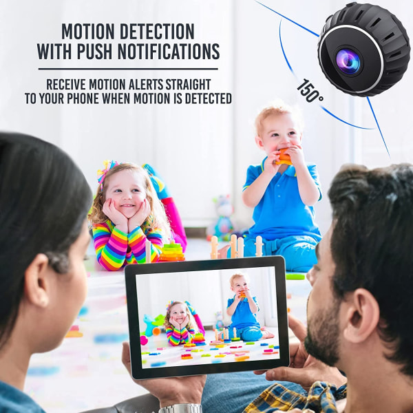 Mini Hidden 1080P HD trådlös bärbar liten kamera med Night Vision Rörelsedetektering, hemsäkerhetskamera Perfekt inomhus- och utomhuskamera