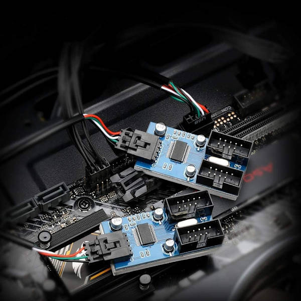 2 stk. Hovedkort USB 2.0 9-pinners header 1 til 4 forlengelseshub Splitter