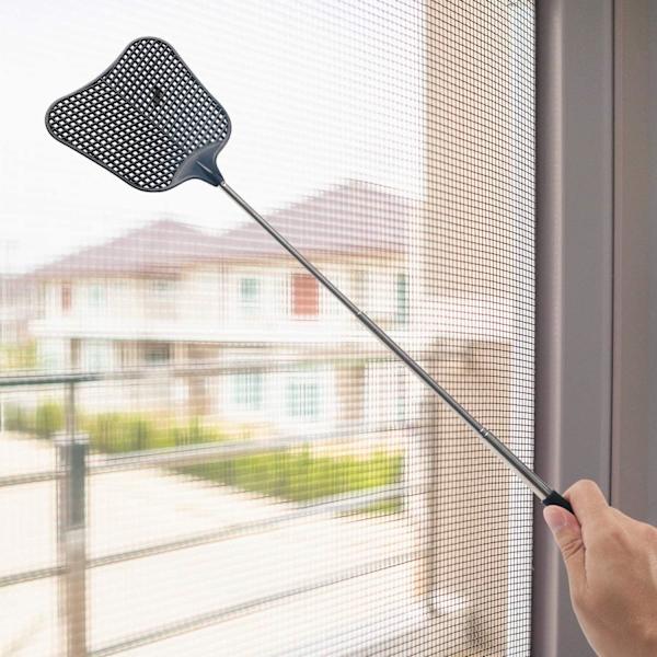 4-pack teleskopisk flugsmälla, flugsmälla i plast, utdragbar flugsmälla svart, hållbar manuell skadedjursbekämpning, för köksmyggor, flugor, insekter