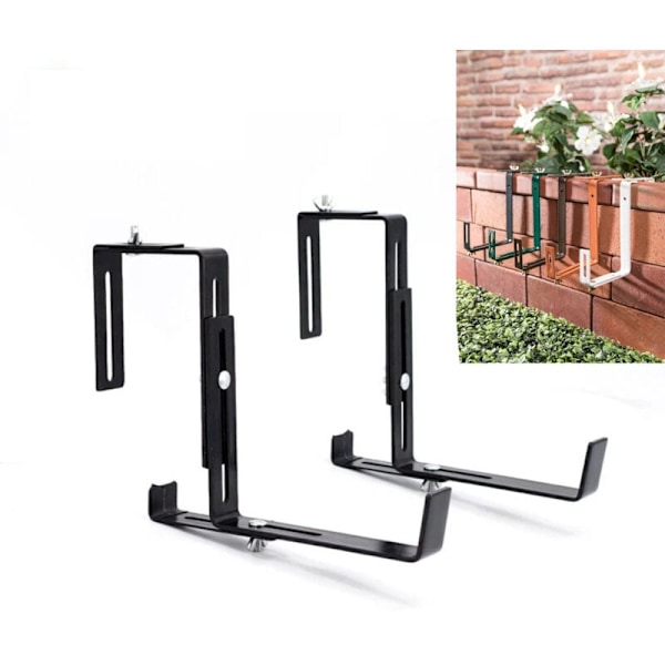 Stöd för antracitfärgad blomlåda - Robust och justerbar blomlåda i bredd - metallblomlådekrok för balkongen