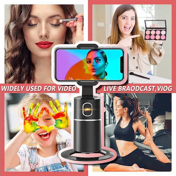 Smart Phone Holder Selfie Stick, Kamera Auto AI Tracking 360° Fotos og Videoer - Live Stream - Videoopkald - Kameramand - Live Video Chat til iPhone
