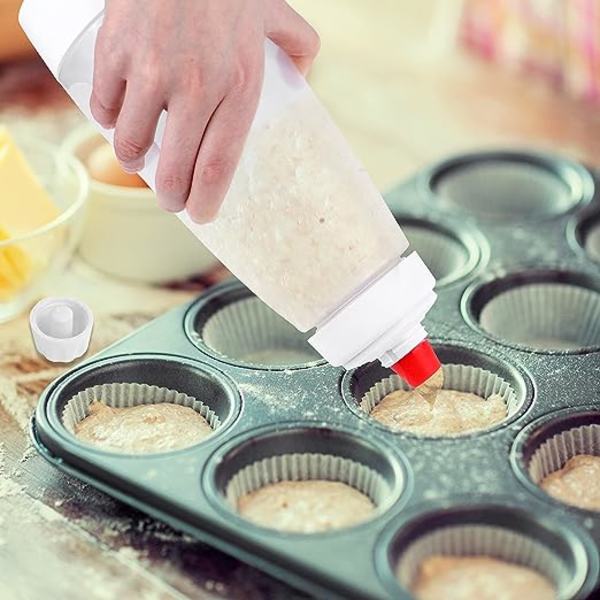 Pankakebatter Dispenser med Blandeball Pankakekake Bakeriverktøy Klemflaske for å Lage Pankake Vafler