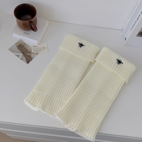 Preppy bie-broderte trykte leggvarmere