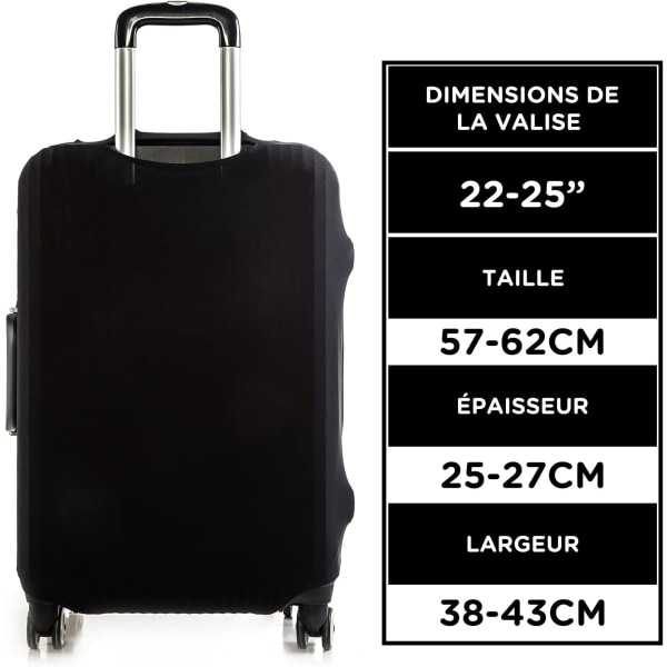 Koffertdeksel - Elastisk bagasjetrekk i chiffon for 22-24 tommers koffert (svart)