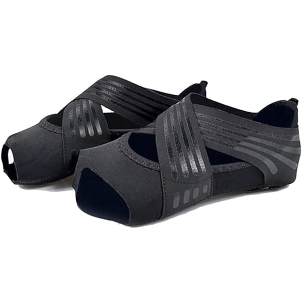 Yogasokker tåfri med sklisikre grep og stropper for Pilates, Barre, Balett, Bikram Bike, Kvinners trening, L