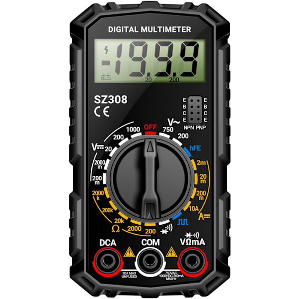 SZ308 Digital Multimeter Fyrkantsvåg Digital Test 1999 RÄKNINGAR HFE TRIODER SUMMER MULTIMETER AC/DC Spänning DC STRÖM TESTVERKTYG