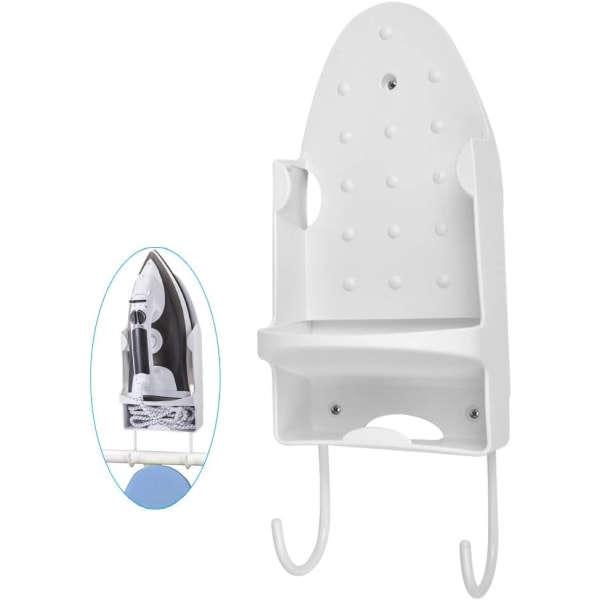 Ironing Board Holder, Electric Iron Wall Mount, Ironing Board Storage Organizer, Over Door Ironing Basket or Wall Mount in Laundry Room [White]