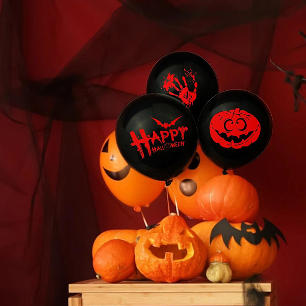 20 kpl pitkäkestoinen Halloween-ilmapallosetti Musta Halloween (Ghost Faces)