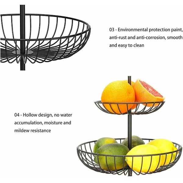 3-vånings fruktkorg med separerbar fruktdisk för grönsaker, snacks, hushållsartiklar
