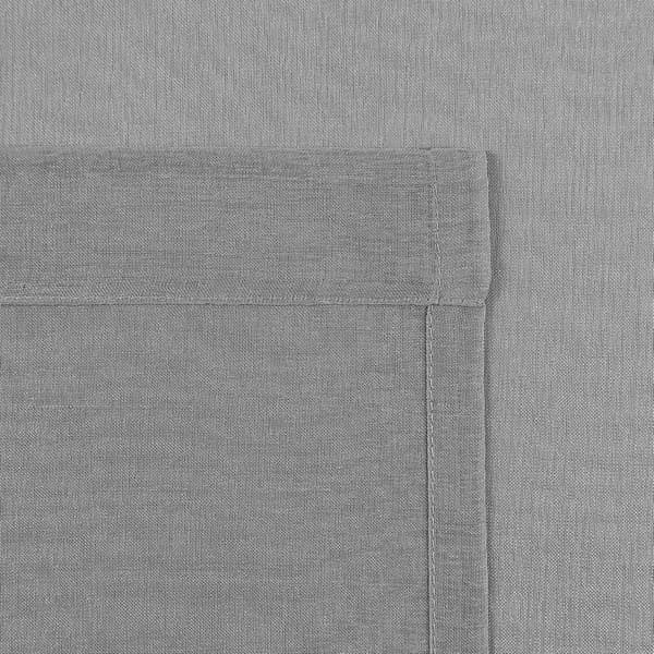 Grå tyllgardiner, halvtransparenta tyllstångsgardiner för sovrum och vardagsrum, 137 x 213 cm långa, set om 2