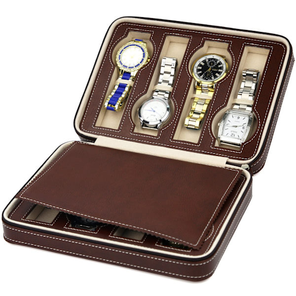 För klockor Watch Box Förvaringslåda för 8 klockor Display/Case/Förvaringslåda (Brun färg)
