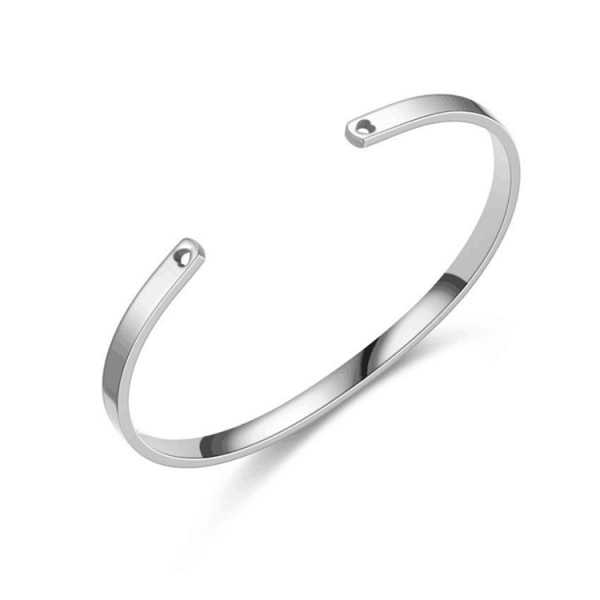 Titanium Open Cuff Rustfrit Stål C Armbånd til Mænd og Kvinder (Sølv)