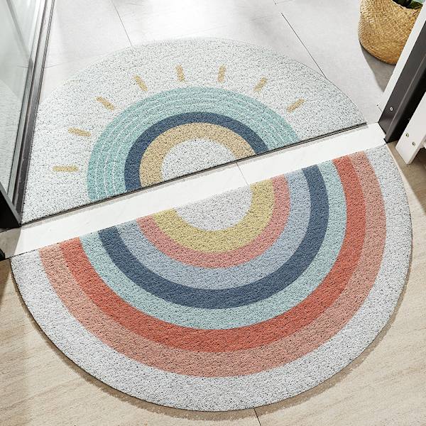 Hög elastisk metallspänne halvrund dörrmatta, slitstark, friktionsbeständig halkfri matta vid hushållens entré, 45*90cm, A02