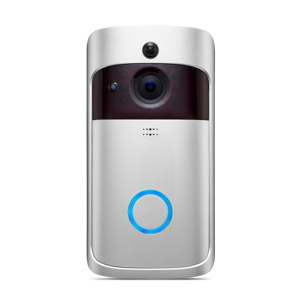 Sølv videodørklokke, trådløs WiFi smart video dørtelefon med videosystem til hjemmet