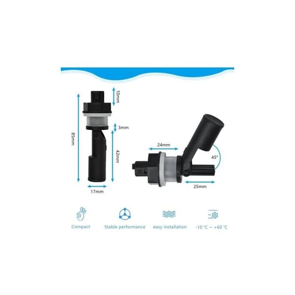4 Pak Side Mount Float Switch, Plastik Horisontal Float Switch, Vandstandssensor, Float Switch med 40cm Ledning til Akvarium Pool (Lav