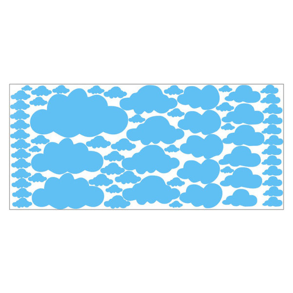 60 Cloud Kids Wall Stickers - Baby Room Wall Decor Stickers - Easy to Apply Pastel Blue