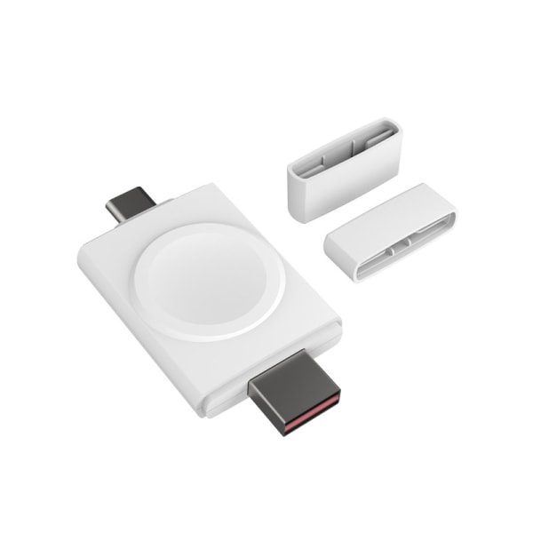 Dual Interface USB/TYPE-C Bærbar Ur Trådløs Oplader til Apple Samsung Universal Ur Oplader (Hvid)