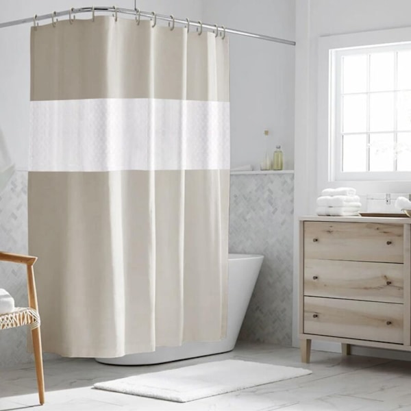 (180 x 180cm) Vandtæt og skimmelresistent bruseforhæng med kroge, resistent over for skimmel, antibakteriel, let at rengøre, bruseforhæng til badeværelse