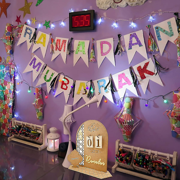 Rask frakt Ramadan Adventskalender Tretre nedtellingskalendere Dekorasjoner for hjemmet, 30 dager til Eid, Ramadan-gave til barn