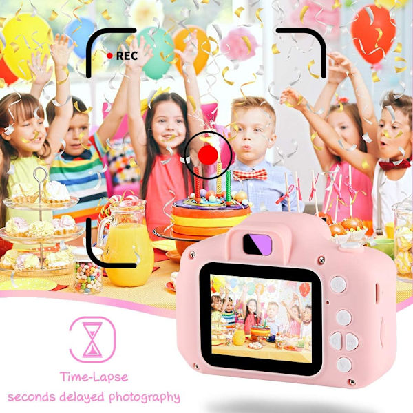 Ni kuber barnkamera lite leketøykamera for 3-7 år gamle jenter, småbarns videoopptaker 1080P 2 tommer, barn digitalkamera bursdag feriegave