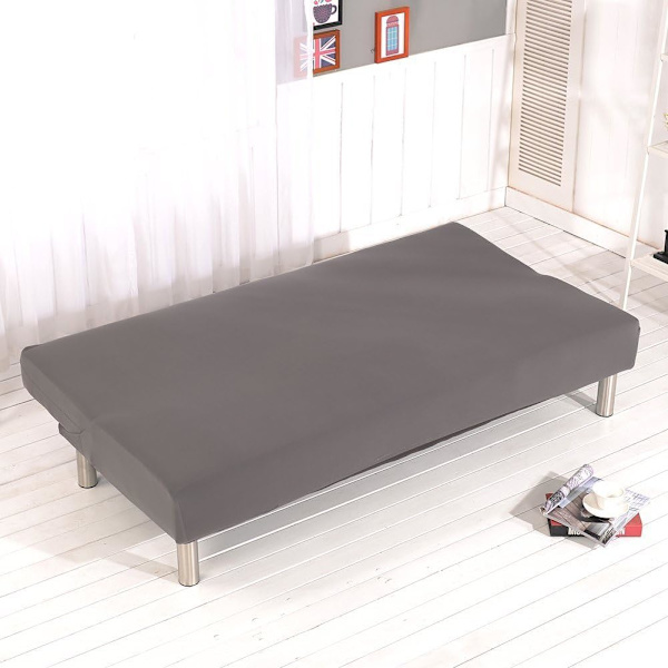Elastiskt Clic Clac-överdrag 3-sits soffa, enfärgat överdrag för vardagsrum, grått