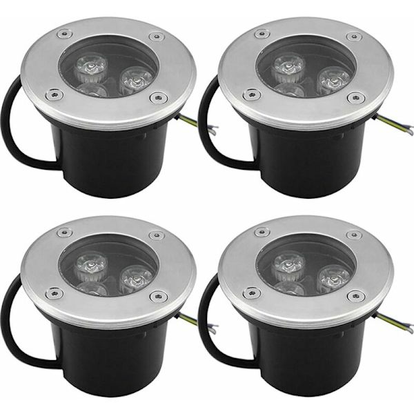 Maahan upotettavat valot, lämpimän valkoiset LED-maahan upotettavat maisemavalaisimet puutarhaan, ulkovalaistus --- IP68 AC85-265V (4 kpl, 3 W), HANBING