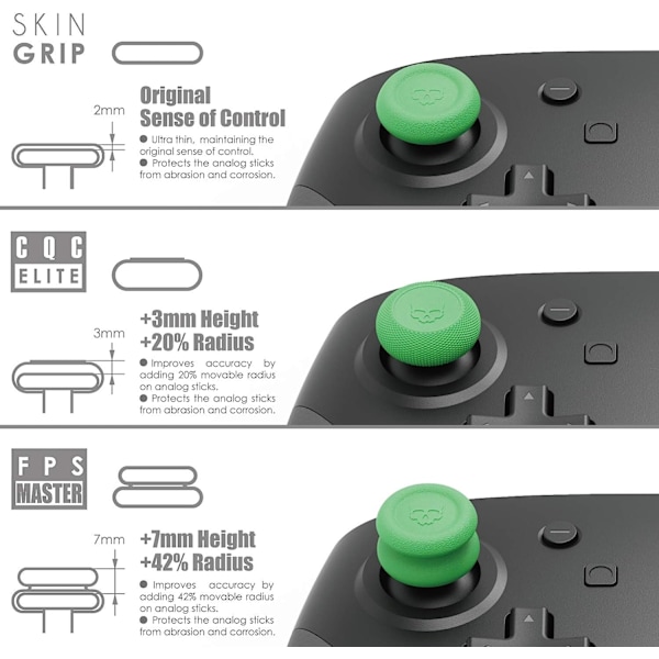 3 par (6 stk.) - Sort tommelgrebssæt, joystick-hætte, analog stick-hætte til Nintendo Switch Pro-controller  PS5 / PS4 / Slim/Pro-controller