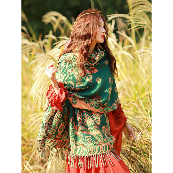 Oversized myke boho skjerf og sjal