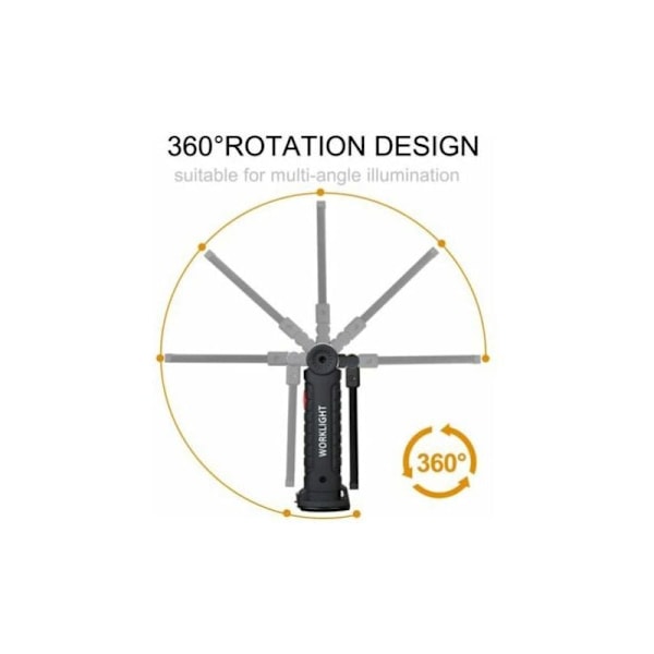2 x COB Arbeidslampe Oppladbar LED LED Broadcasting COB ARBEIDSLAMPE LED ARBEIDSLYS GÅ MED MAGNETISK BASE Inspektionslampe for fotturer, camping