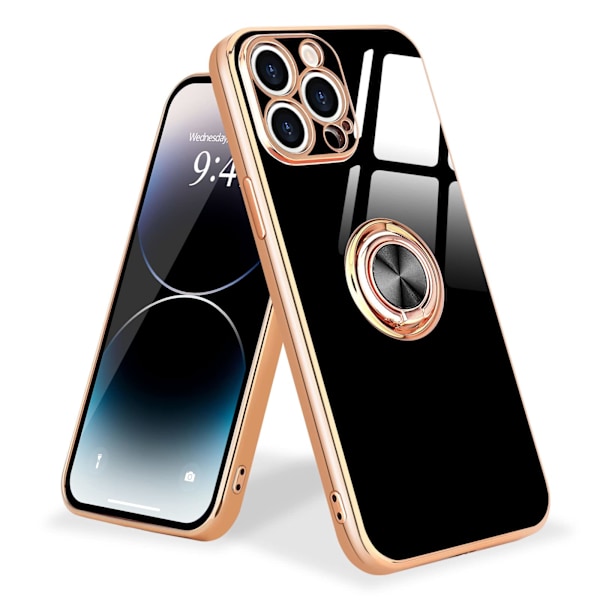360 graders roterende finger magnetisk bilmontering telefonetui til iPhone 14 Pro Max, sort