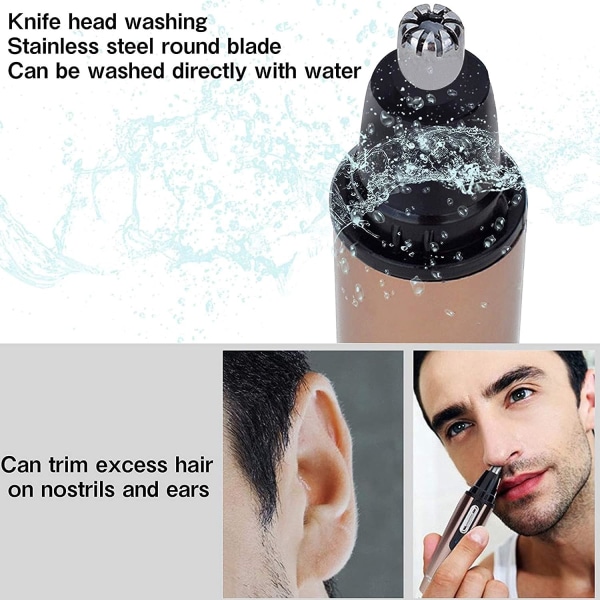 Blue Professional USB Rechargeable Nose and Ear Hair Trimmer for Men and Women