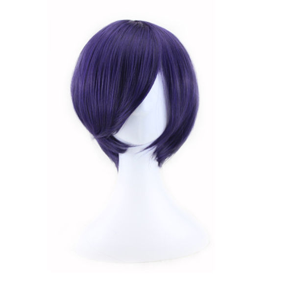 Blåfiolett ansiktsinnpakket cosplay-animasjonsparykk (24-25CM), kort rollespillparykk