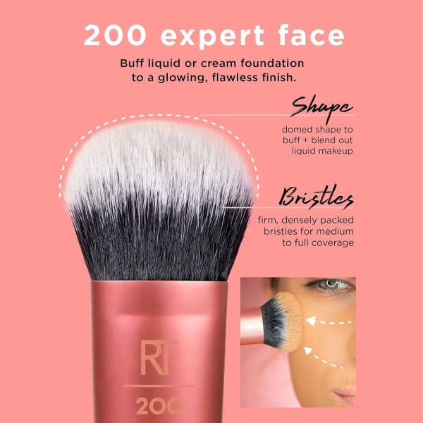 Komplett ansiktsett med 5 (1-pakning) essensielle sminkekoster for hverdagsbruk (Miracle Complexion Sponge, Expert Face, Blush, Setting Brush og Deluxe Crease Brush)