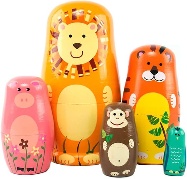 Træ Nesting Dukker (Dyr) Engle Mønster Russisk Matryoshka Stable Dukker Legetøj til Børn Gave Dekoration