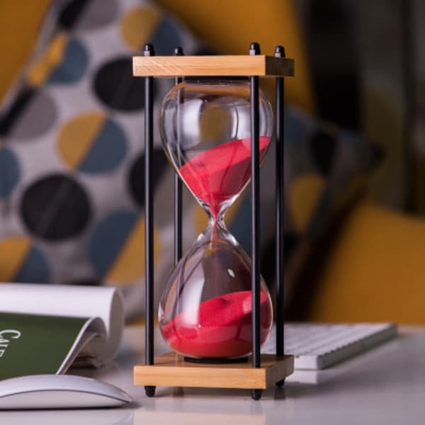 Stort timeglas 30 minutter, dekorativt træ timeglas, rød